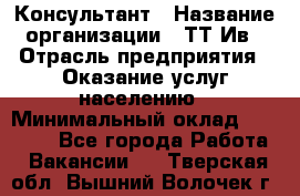 Консультант › Название организации ­ ТТ-Ив › Отрасль предприятия ­ Оказание услуг населению › Минимальный оклад ­ 20 000 - Все города Работа » Вакансии   . Тверская обл.,Вышний Волочек г.